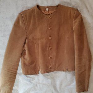 Camel color suede Leather Jacket